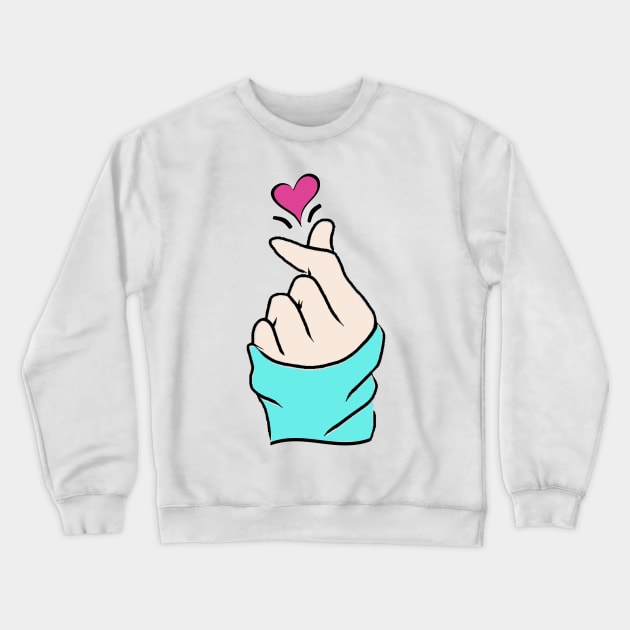 Cute Heart Aqua Blue Green Pink Korean Love Finger Snap Gifts Crewneck Sweatshirt by gillys